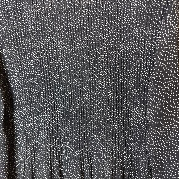 DR2 Tasseled Blouse Top Black White Dotted Pleated NWT - Picture 7 of 8